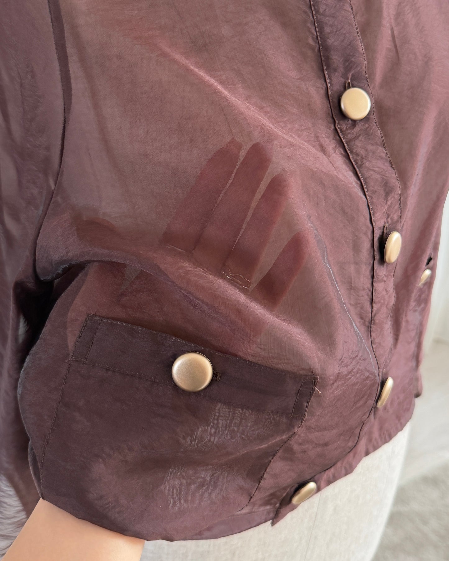 Gold Button Sheer Jacket