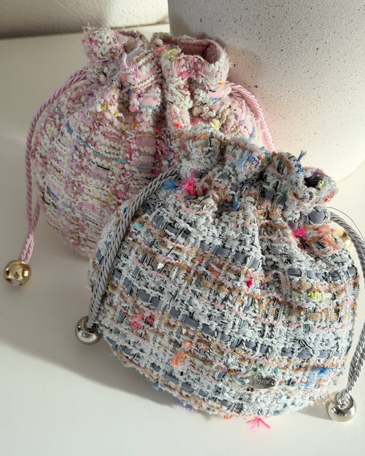Tweed Drawstring Pouch BONBON