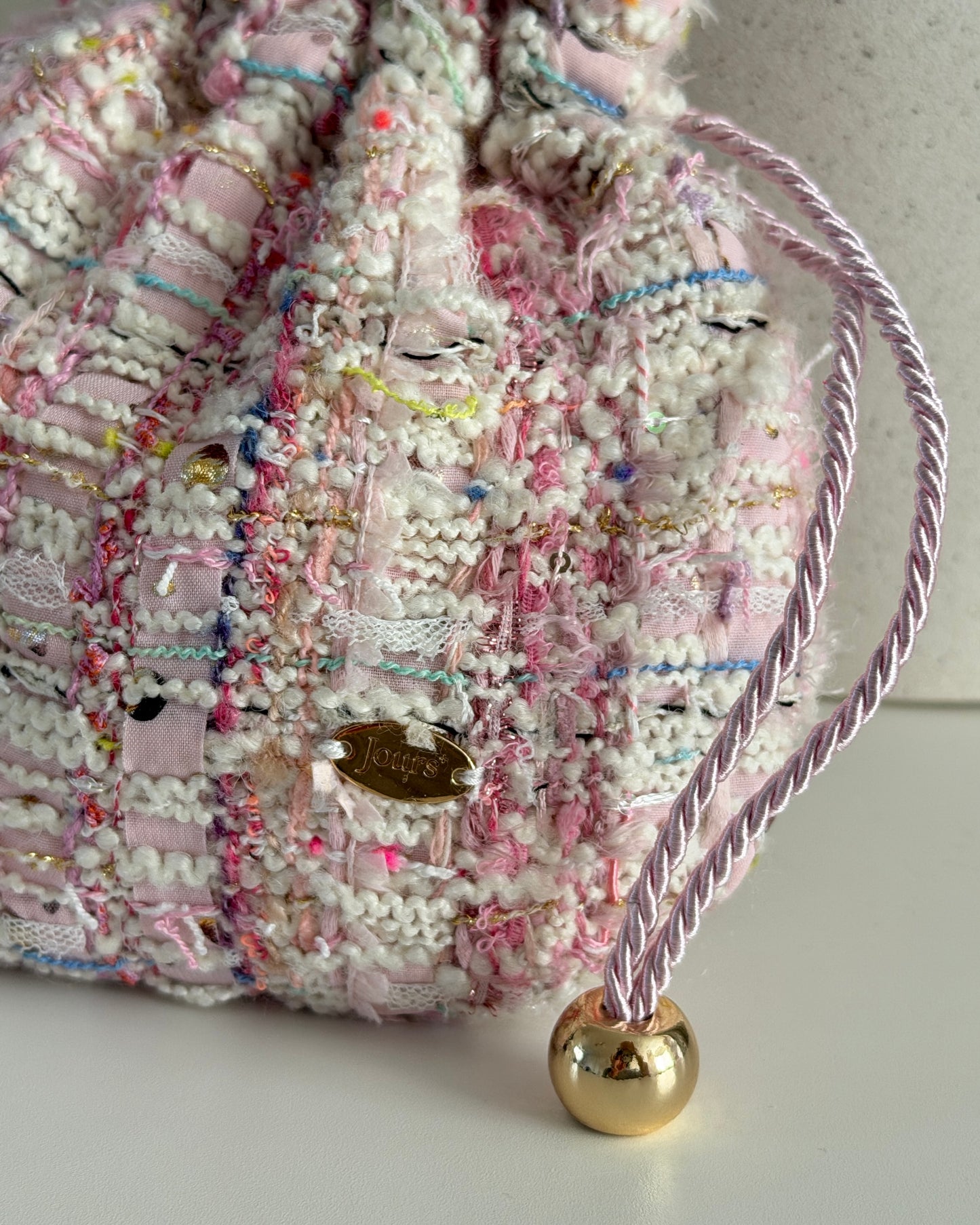 Tweed Drawstring Pouch BONBON