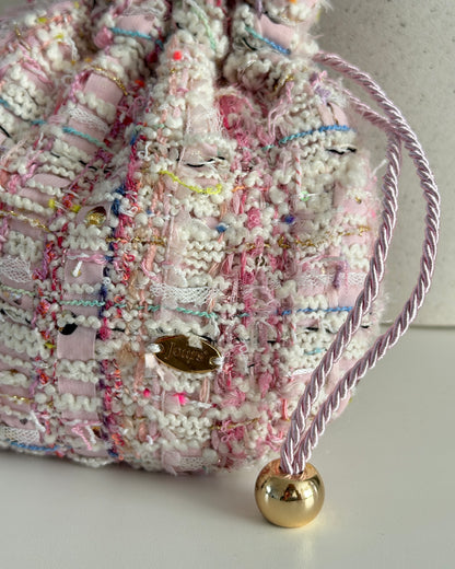 Tweed Drawstring Pouch BONBON