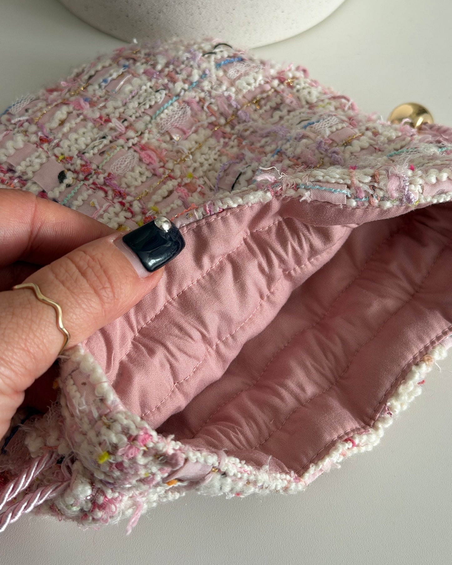 Tweed Drawstring Pouch BONBON