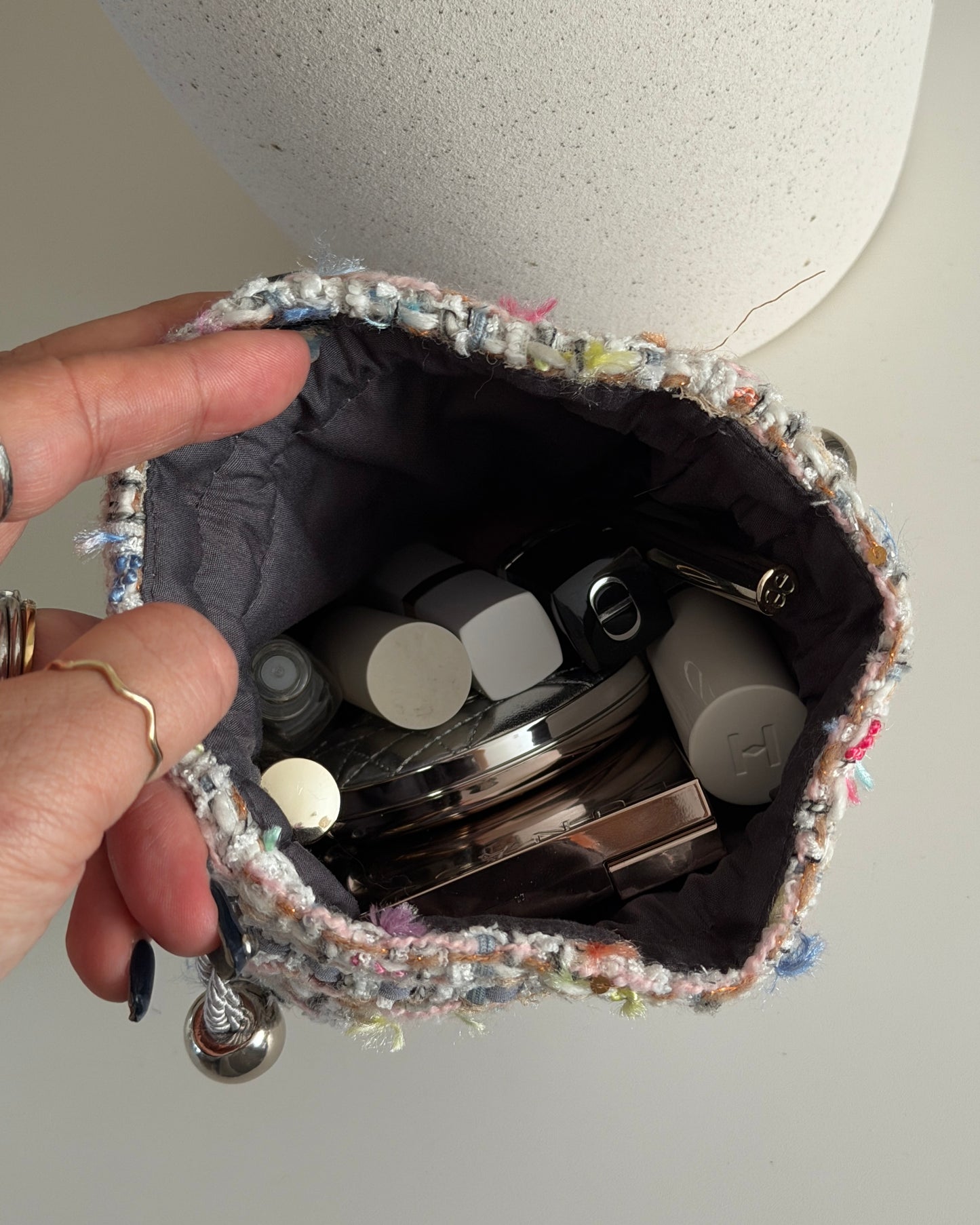 Tweed Drawstring Pouch BONBON