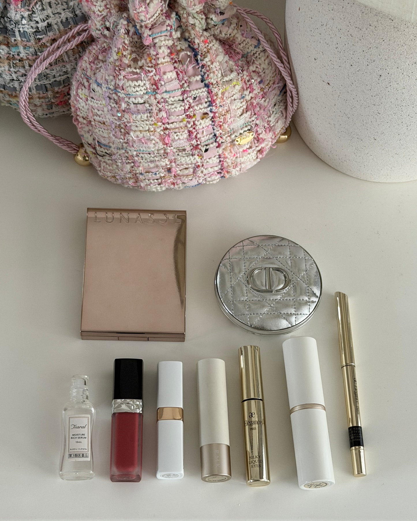 Tweed Drawstring Pouch BONBON