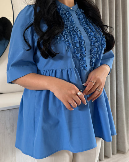Petal Frill Half-sleeve Blouse