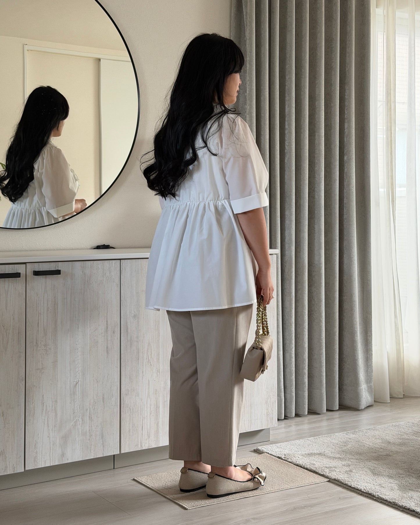 Petal Frill Half-sleeve Blouse