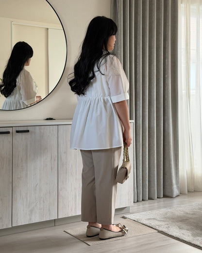 Petal Frill Half-sleeve Blouse