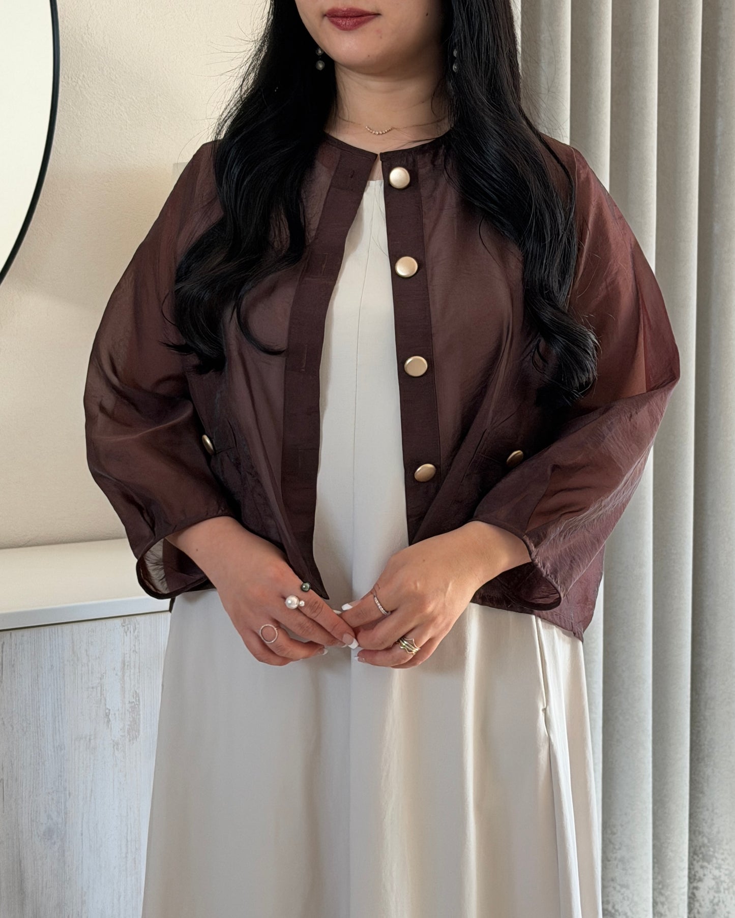 Gold Button Sheer Jacket