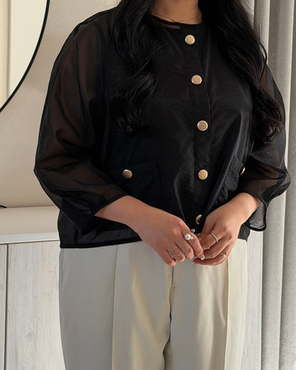 Gold Button Sheer Jacket
