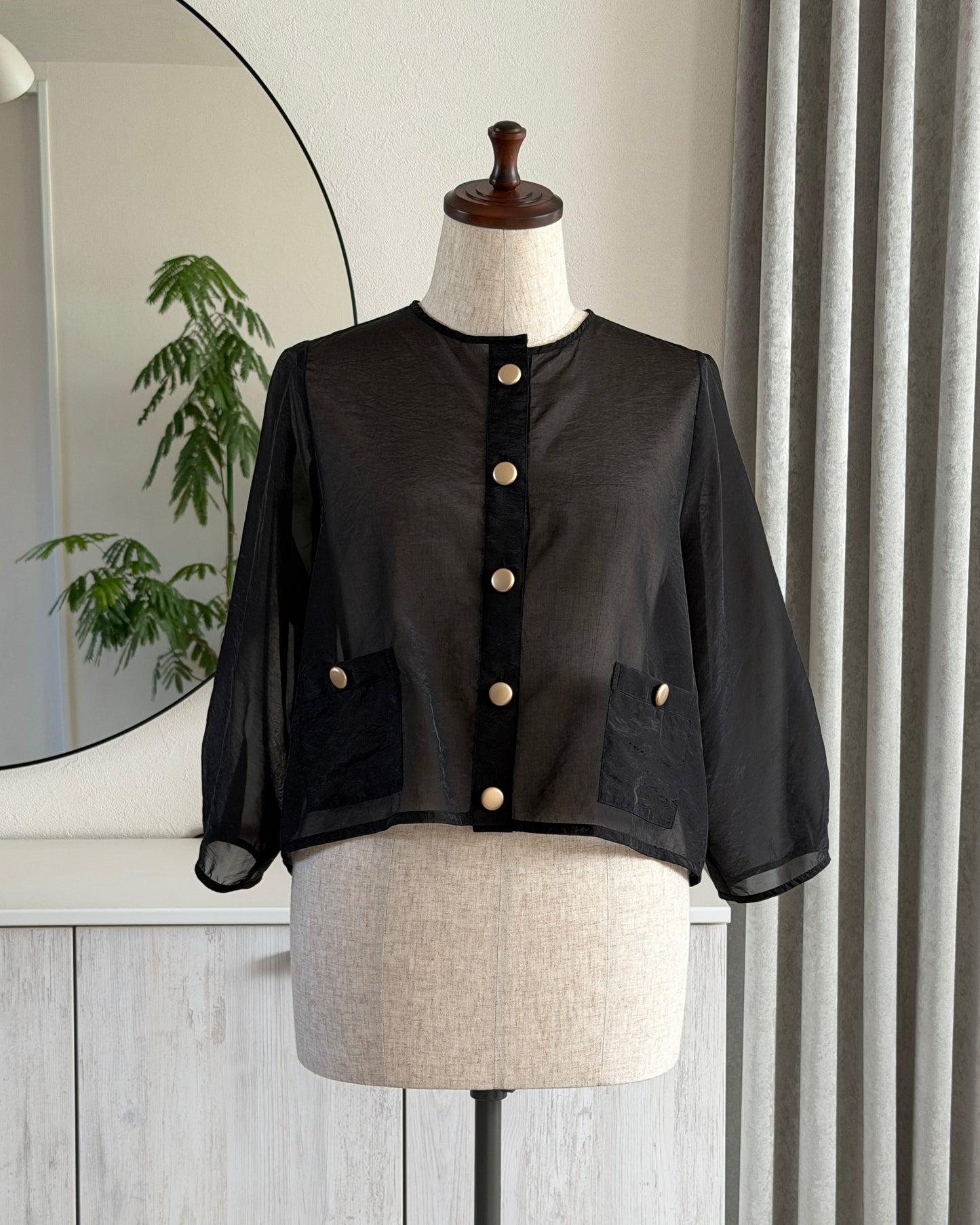 Gold Button Sheer Jacket