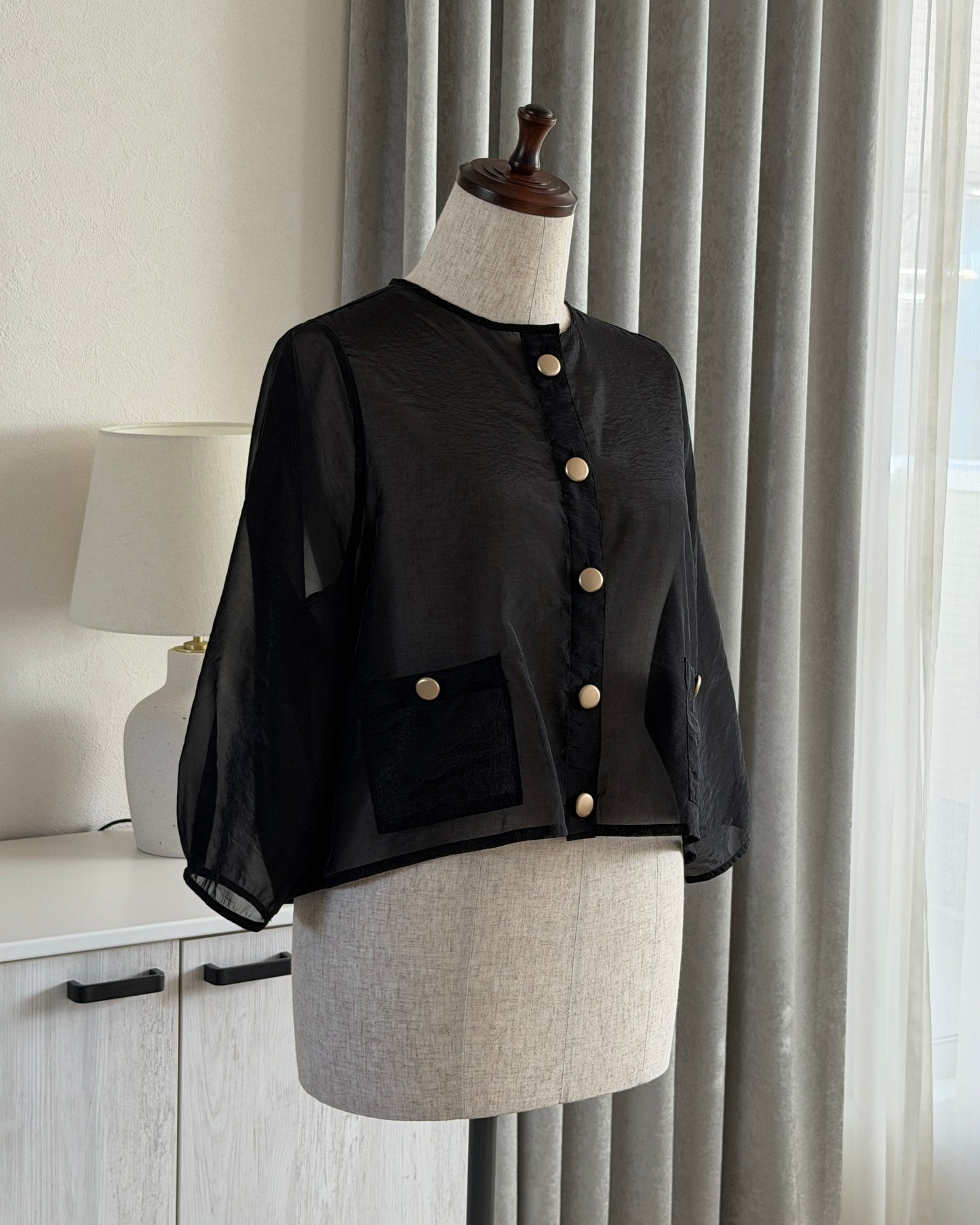 Gold Button Sheer Jacket
