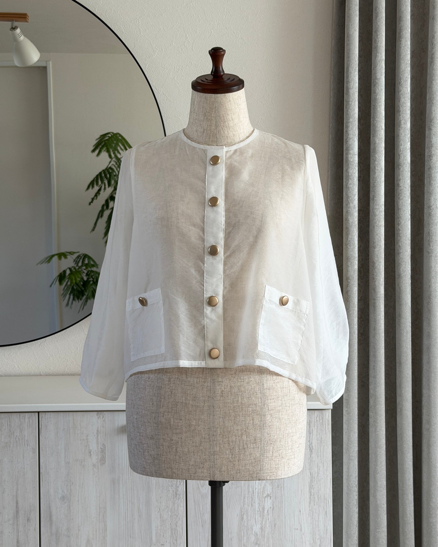 Gold Button Sheer Jacket