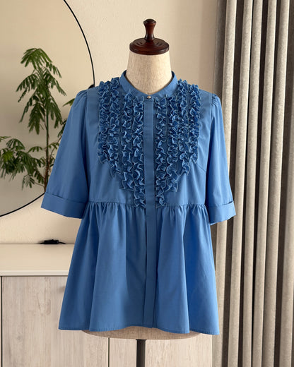 Petal Frill Half-sleeve Blouse