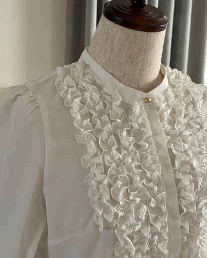 Petal Frill Half-sleeve Blouse
