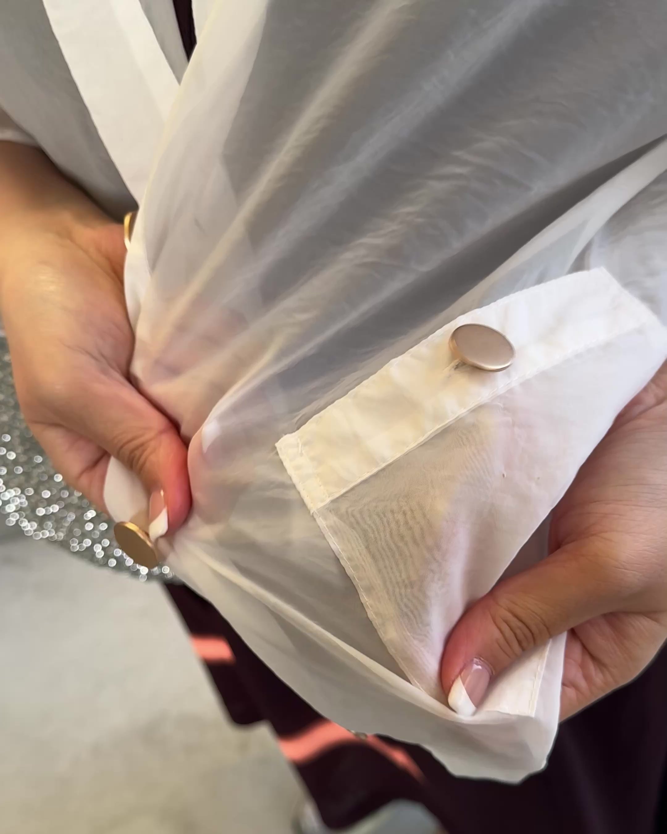 Sheer Gold Button Jacket – Jours+